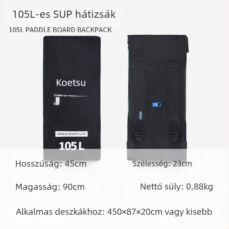 Koetsu SUP deszkához hátizsák, felfújható, 125L kapacitás, Oxford anyag