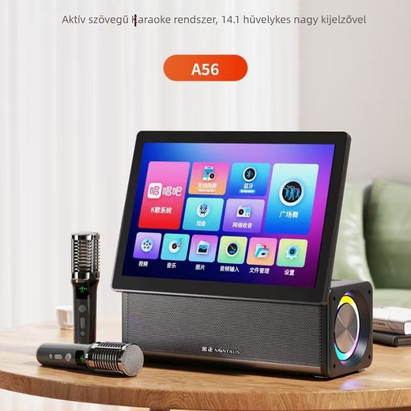 Karaoke Hangszóró Vezeték nélküli Dupla Mikrofonokkal, Bluetooth 5.0, 6 Hangszórós Rendszer, 50W, Beépített Akkumulátor 2000–4000mAh, 100Hz–20kHz