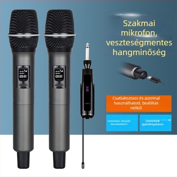 Vezeték nélküli kézi mikrofon KTV-hez, élő közvetítésre, 2.4 GHz, beépített 500–800 mAh akkumulátor, frekvenciaválasz 40 Hz–20 kHz, SNR ≥85 dB
