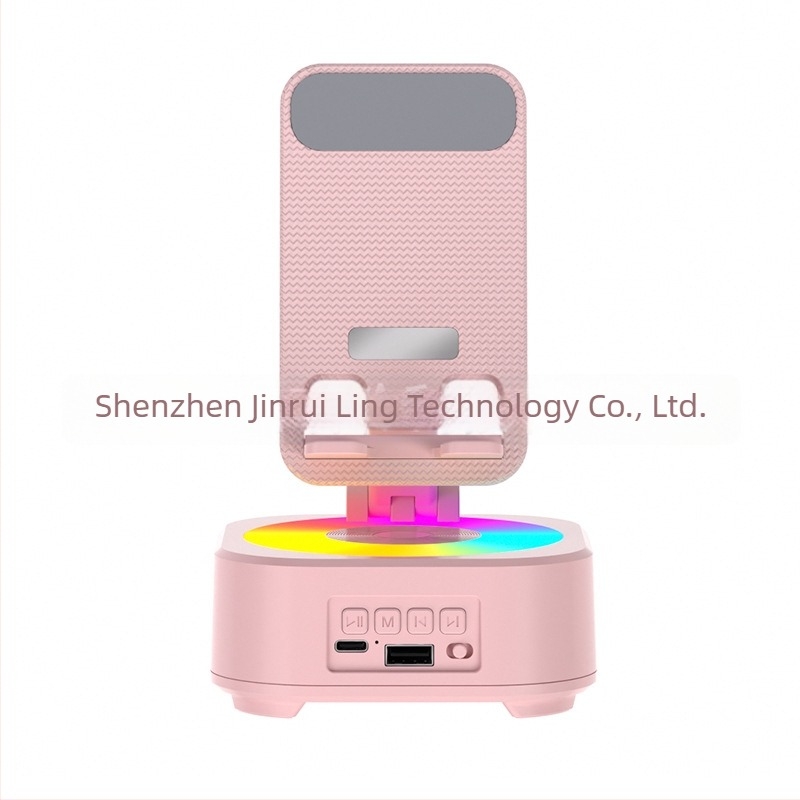 Telefon tartó Bluetooth hangszóróval és három az egyben zenekomponens, forgatható asztali tartó; 5W, Bluetooth 5.3, beépített 1200–2000mAh akkumulátor, 100Hz–20kHz, SNR ≥70dB