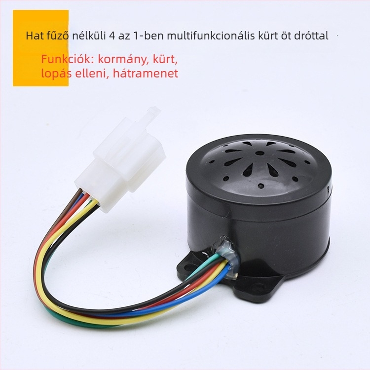 Elektromos tricikli kürt – 4 az 1-ben hangszóró, hátrameneti hang, lopás elleni védelem (12V, 10W, 1Ω)