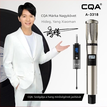 Vezeték nélküli professzionális mikrofon CQA3317/3318 — élő adásra tervezve, beépített 4000–6000 mAh-s akkumulátor, frekvenciaválasz 60 Hz–15 kHz