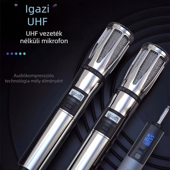Vezeték nélküli professzionális mikrofon CQA3317/3318 — élő adásra tervezve, beépített 4000–6000 mAh-s akkumulátor, frekvenciaválasz 60 Hz–15 kHz