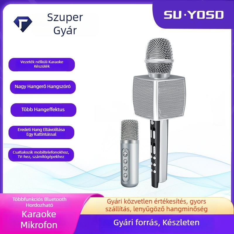 All-in-one mikrofon és hangszóró otthoni élő közvetítéshez, vezeték nélküli Bluetooth karaoke mobiltelefonhoz, Ys-98 modell
