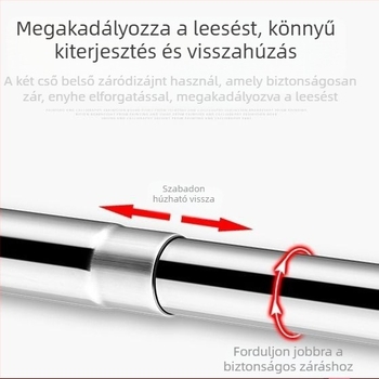 Nerez acélból készült ívelt zuhanyrúdr, teleszkópos, L-alakú