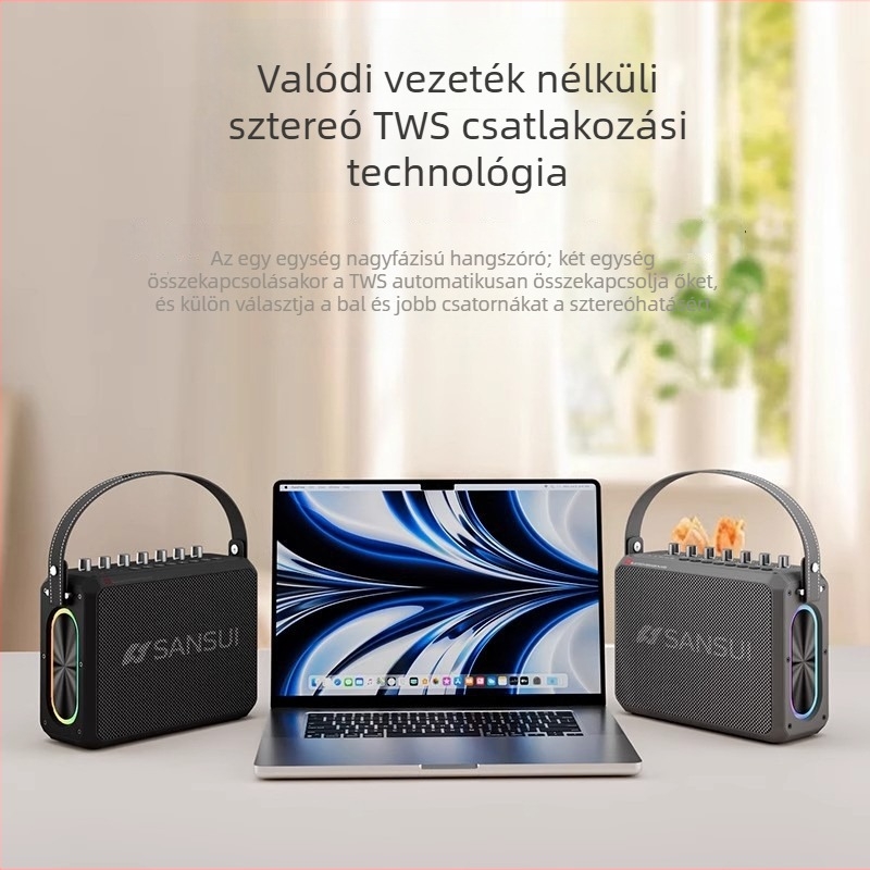 Kültéri Bluetooth karaoke hangszóró mindent egyben beépített akkumulátorral, 75W, frekvencia-tartomány 100Hz-20kHz, SNR ≥70dB, 4000–6000mAh