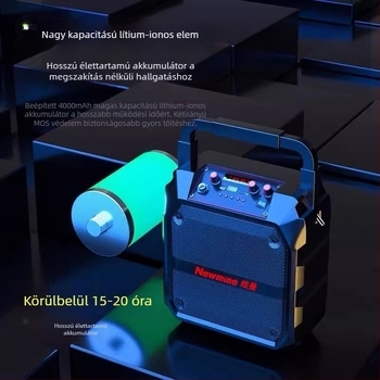 Newman K97 Hordozható Bluetooth hangszóró – 18W kimenet, Bluetooth 5.0, beépített 4000–6000mAh akkumulátor, frekvenciasáv 100 Hz–20 kHz, SNR ≥75 dB