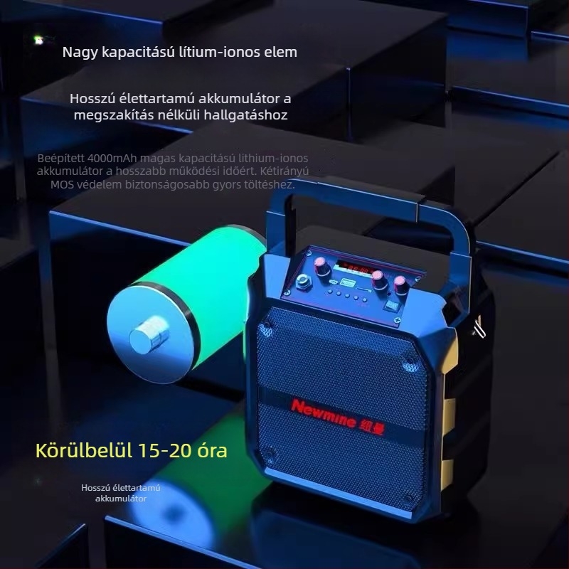 Newman K97 Hordozható Bluetooth hangszóró – 18W kimenet, Bluetooth 5.0, beépített 4000–6000mAh akkumulátor, frekvenciasáv 100 Hz–20 kHz, SNR ≥75 dB