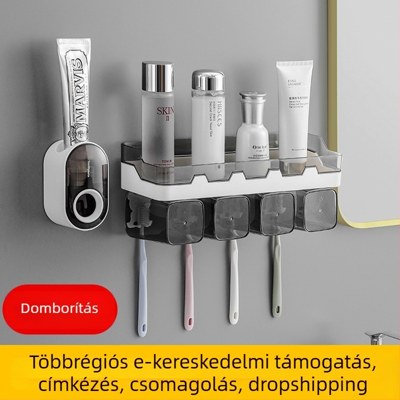 Xinju fogkrémnyomó, falra szerelhető tároló fogkefékhez, univerzális illeszkedés