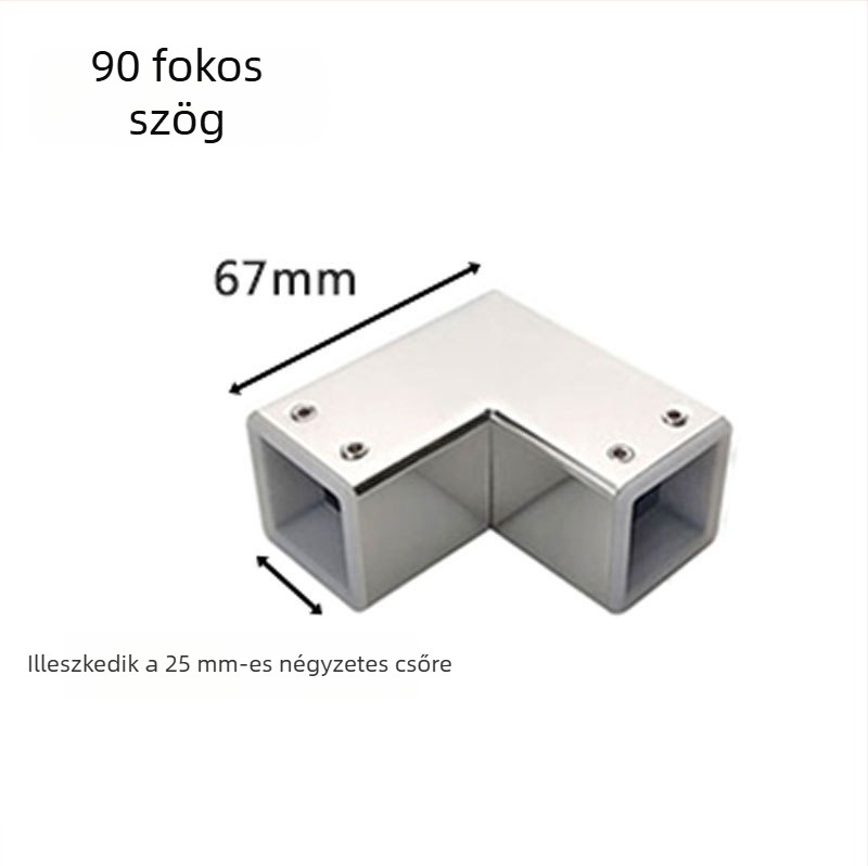 Négyzetes csőcsatlakozó zuhanykabinhoz, 304 rozsdamentes acél, modell YD-511A, polírozott felület