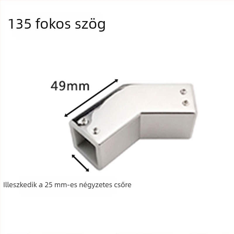 Négyzetes csőcsatlakozó zuhanykabinhoz, 304 rozsdamentes acél, modell YD-511A, polírozott felület
