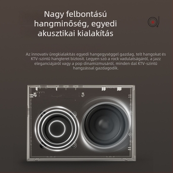 Vezeték nélküli Bluetooth hangszóró dalszöveg kijelzővel, retro vinil dizájn, pixel interaktív nagy képernyővel karaoke és mikrofon