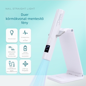Duer's P11 kézi manikűr lámpa, mini hordozható lámpa fényterápiával, gyors szárítással és töltés kijelzővel
