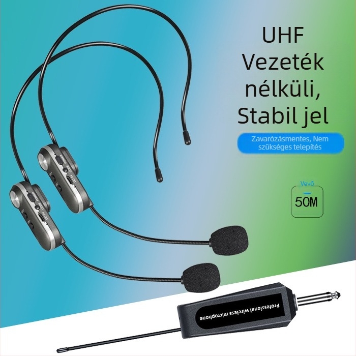 Fejhallgatós mikrofon tanároknak fülhorgos kivitelben, Lavalier, Omnidirekcionális, 40 Hz–20 kHz, 6–8 óra akkumulátor-élettartam