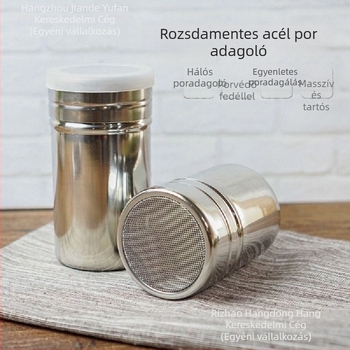 Por szóró edény fedéllel és ultrafin hálószűrővel