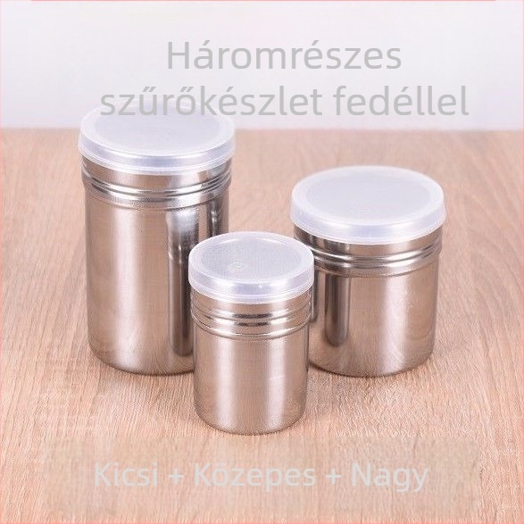 Por szóró edény fedéllel és ultrafin hálószűrővel