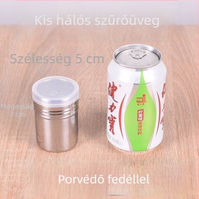 Por szóró edény fedéllel és ultrafin hálószűrővel