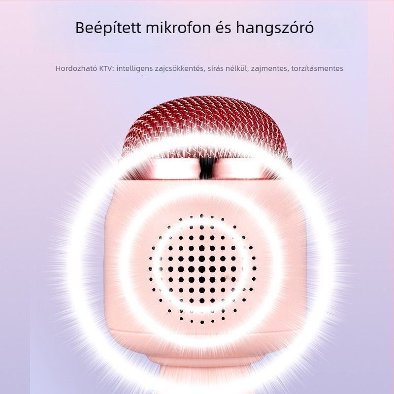 Gyermekeknek szánt vezeték nélküli mikrofon beépített hangszóróval, modell F812, Bluetooth 5.3, 1200–2000mAh akkumulátor, üzemidő 3–6 óra, frekvenciaválasz 100Hz–20kHz
