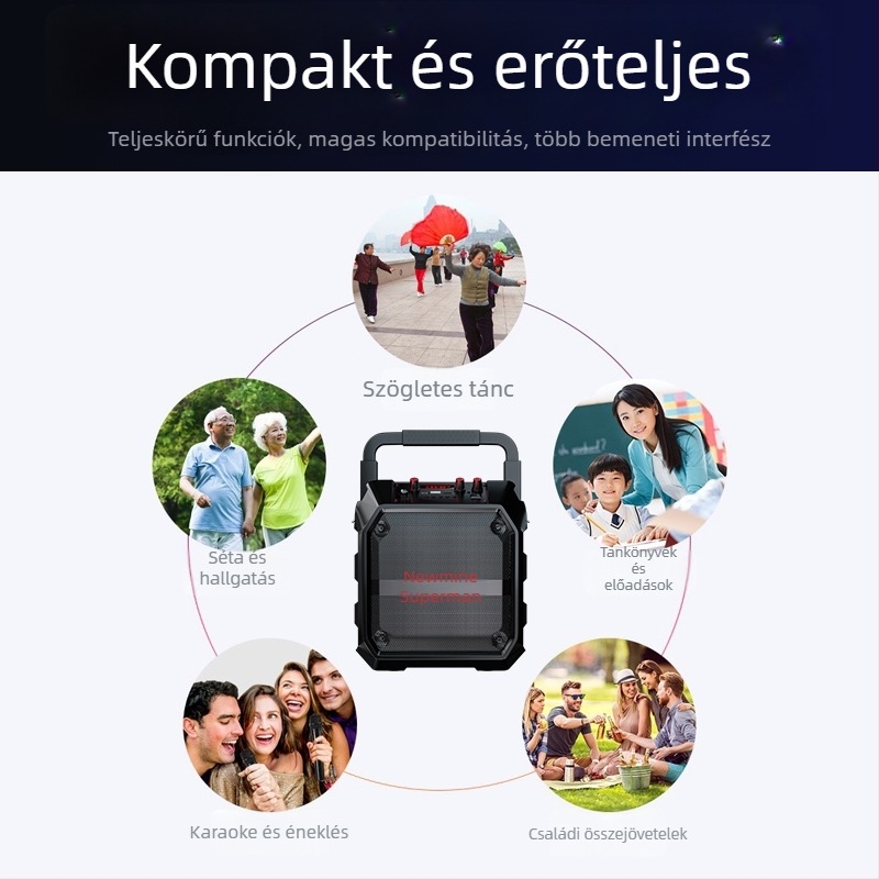 Newman K97 hordozható Bluetooth hangszóró, 17W kimenet, beépített 2000-4000mAh akkumulátor, Bluetooth 5.0, 100Hz-18kHz, hatótáv kb. 8 m