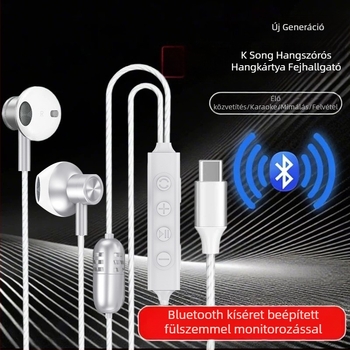 Kábeles hangkártya fejhallgatóhoz mikrofonnal, élő felvételre és karaokéhoz, zajcsökkentés, magas felbontású hang, omni irányú felvétel, névleges teljesítmény 5W