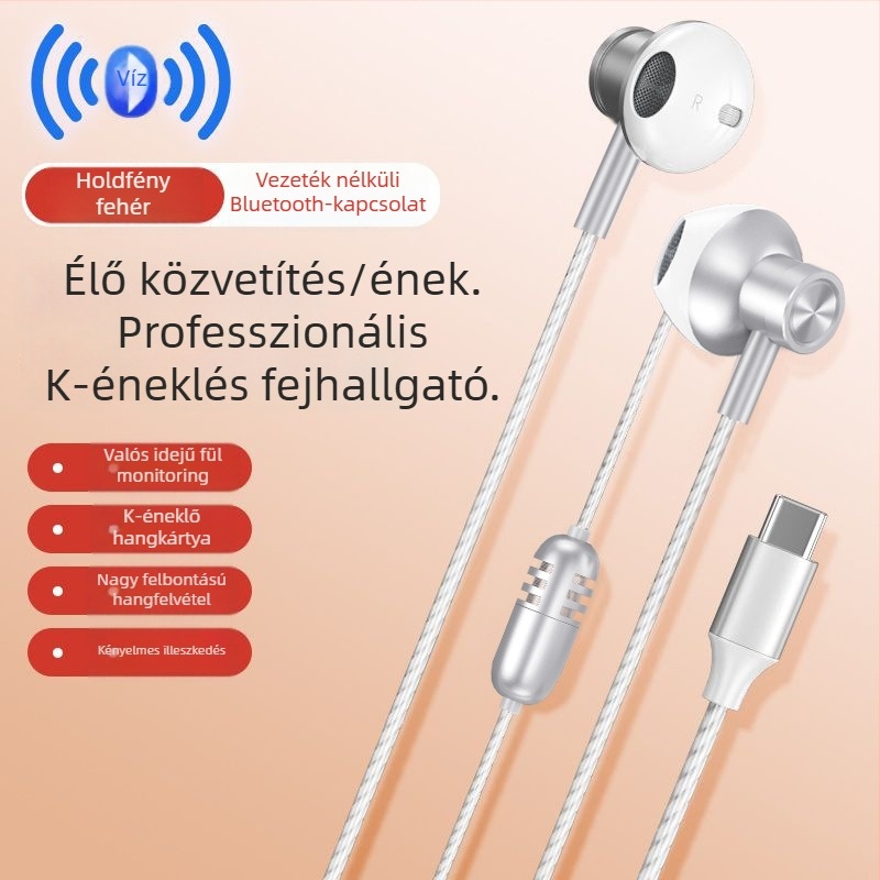 Kábeles hangkártya fejhallgatóhoz mikrofonnal, élő felvételre és karaokéhoz, zajcsökkentés, magas felbontású hang, omni irányú felvétel, névleges teljesítmény 5W