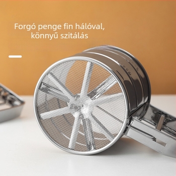 410 rozsdamentes acél lisztszitáló, kézi félautomata sütőeszköz, cikkszám AL1010835005, stílus modern minimalista