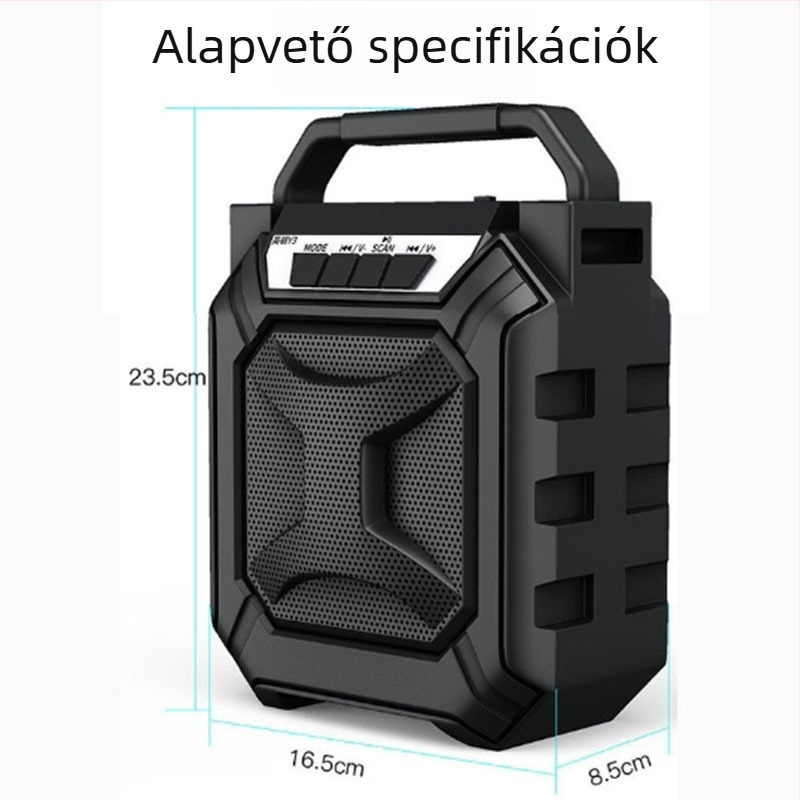 Bluetooth hordozható hangsugárzó kültéri használatra, Bluetooth 5.0, 40Hz–20kHz, SNR ≥75dB, beépített akkumulátor 1000–1200mAh, 5W