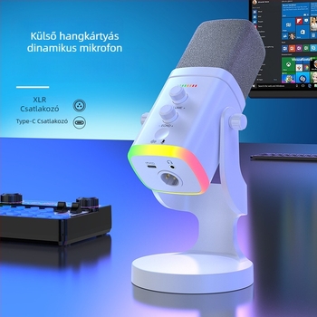 YU8 USB Kondenzátor Mik Mikrofon asztali számítógépekhez — élő közvetítés, felvétel és hangalámondás, kábeles, SNR ≥60 dB