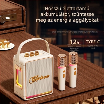 Karaoké Bluetooth hangfal mikrofon beépített, mindent egyben, 40W, akkumulátor beépített 2000–4000mAh, Bluetooth 5.3, frekvenciatartomány 40Hz–20kHz, IPX4, két hangfal, Hi‑Fi hangzás