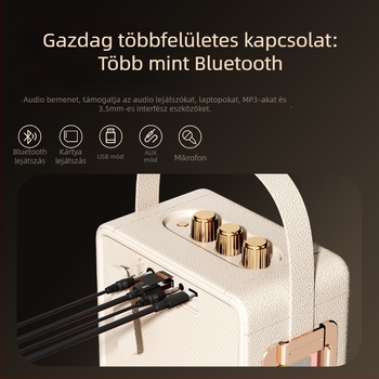 Karaoké Bluetooth hangfal mikrofon beépített, mindent egyben, 40W, akkumulátor beépített 2000–4000mAh, Bluetooth 5.3, frekvenciatartomány 40Hz–20kHz, IPX4, két hangfal, Hi‑Fi hangzás