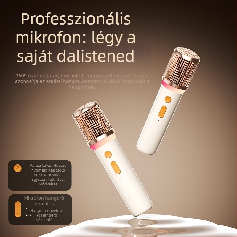 Karaoké Bluetooth hangfal mikrofon beépített, mindent egyben, 40W, akkumulátor beépített 2000–4000mAh, Bluetooth 5.3, frekvenciatartomány 40Hz–20kHz, IPX4, két hangfal, Hi‑Fi hangzás