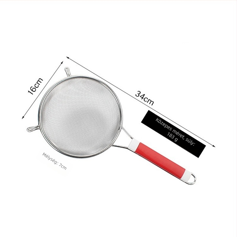 Platinum rozsdamentes acél konyhai szűrőedény hálóval – csúszásmentes, dupla kampó, égési védelem