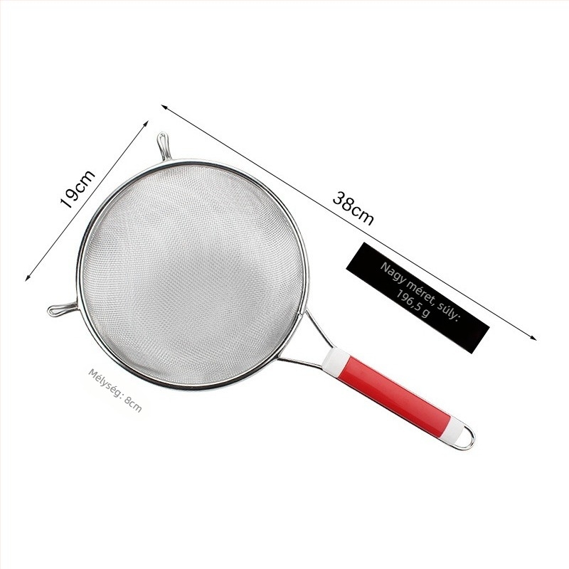 Platinum rozsdamentes acél konyhai szűrőedény hálóval – csúszásmentes, dupla kampó, égési védelem