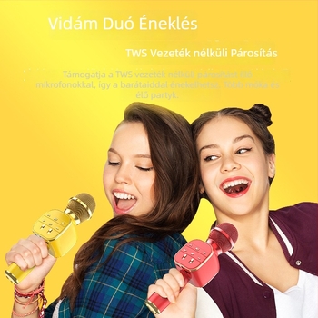 DS813 Integrált hordozható gyerek mikrofon beépített hangszóróval és hangváltóval, Bluetooth 5.3, 1200–2000mAh, 60Hz–15kHz, SNR ≥85dB, 3–6 óra