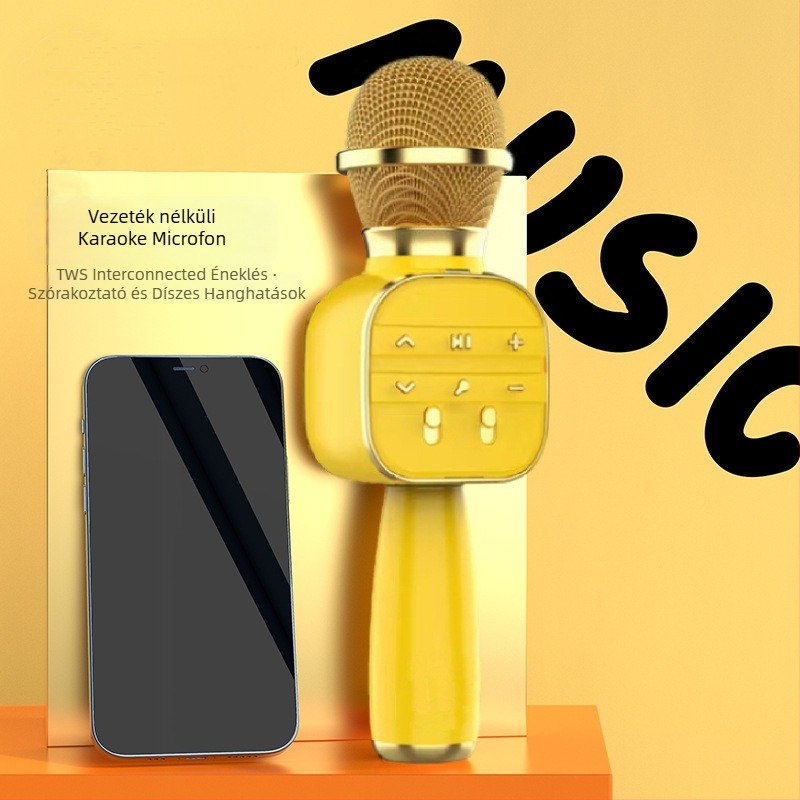 DS813 Integrált hordozható gyerek mikrofon beépített hangszóróval és hangváltóval, Bluetooth 5.3, 1200–2000mAh, 60Hz–15kHz, SNR ≥85dB, 3–6 óra