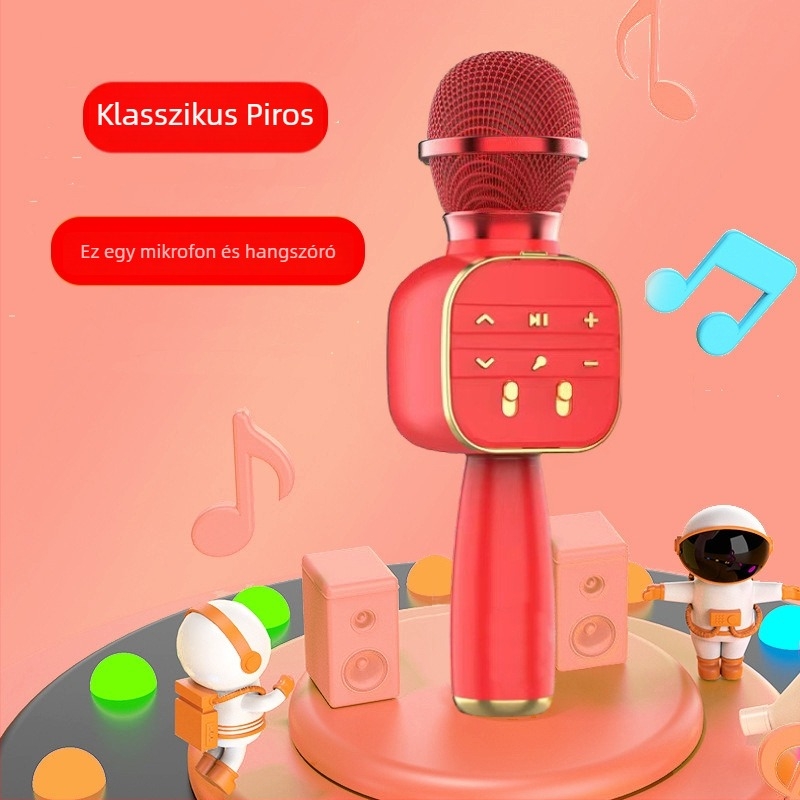 DS813 Integrált hordozható gyerek mikrofon beépített hangszóróval és hangváltóval, Bluetooth 5.3, 1200–2000mAh, 60Hz–15kHz, SNR ≥85dB, 3–6 óra