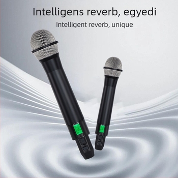 Vezeték nélküli U-band konferenciamikrofon, teljes fém kivitel, osztott típusú kétegység rendszer, 40 Hz–20 kHz frekvenciatartomány, beépített 1000–1200 mAh, üzemidő 6–8 óra, SNR ≥95 dB