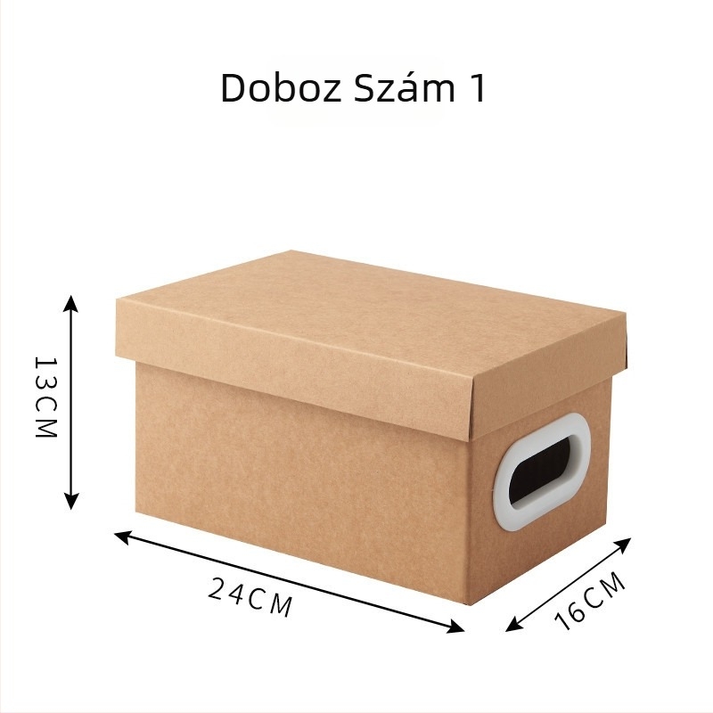 Kraftpapírból készült tároló doboz fedéllel, összecsukható, 2 literes kapacitás, cipők, fehérneműk és pulóverek számára, modern minimalista stílus