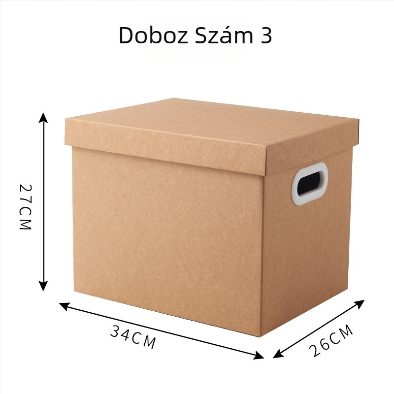 Kraftpapírból készült tároló doboz fedéllel, összecsukható, 2 literes kapacitás, cipők, fehérneműk és pulóverek számára, modern minimalista stílus