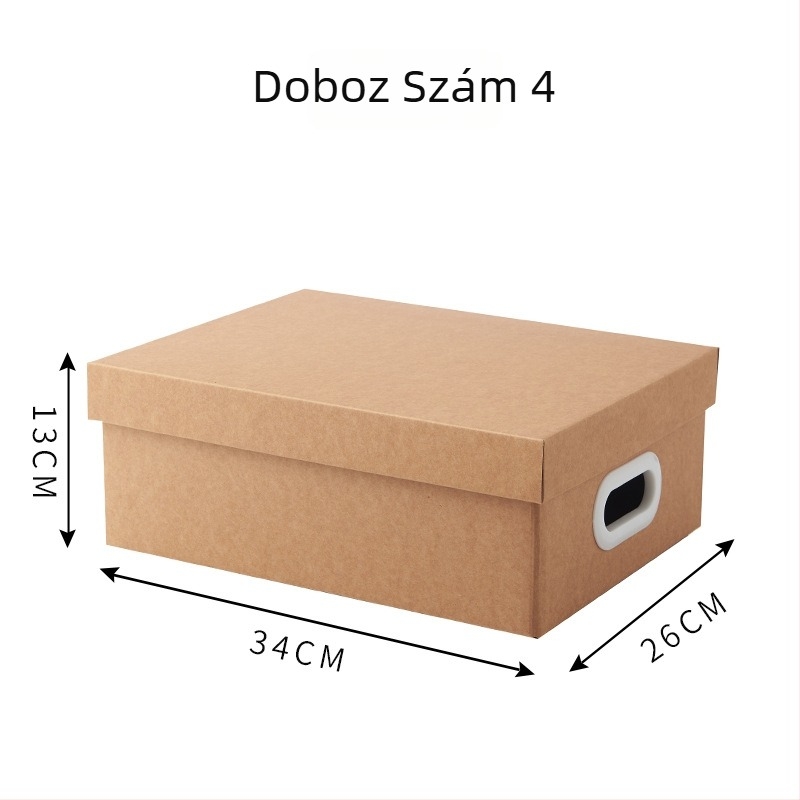 Kraftpapírból készült tároló doboz fedéllel, összecsukható, 2 literes kapacitás, cipők, fehérneműk és pulóverek számára, modern minimalista stílus