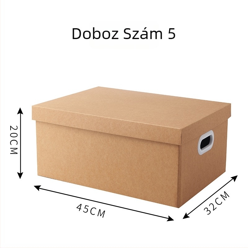 Kraftpapírból készült tároló doboz fedéllel, összecsukható, 2 literes kapacitás, cipők, fehérneműk és pulóverek számára, modern minimalista stílus