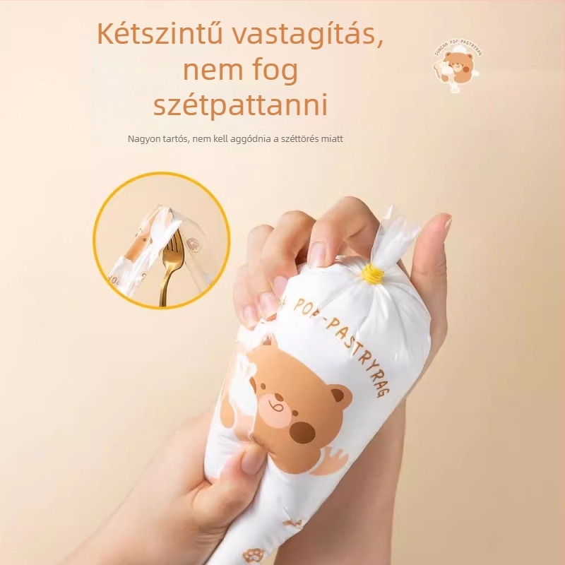 Egyszer használatos díszítő tasak, kettős adagolóval, rozsdamentes csatlakozóval, PE anyag
