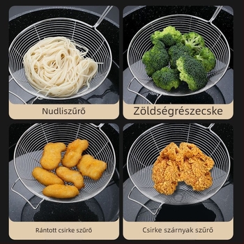 Billion Rozsdamentes acél konyhai szűrő – nagy hálószemű, ideális tészta és gombóc lecsöpögtetésére, sütéshez és forró fazékhoz