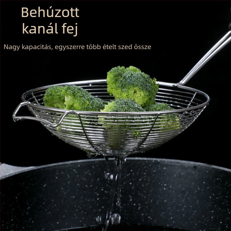 Billion Rozsdamentes acél konyhai szűrő – nagy hálószemű, ideális tészta és gombóc lecsöpögtetésére, sütéshez és forró fazékhoz