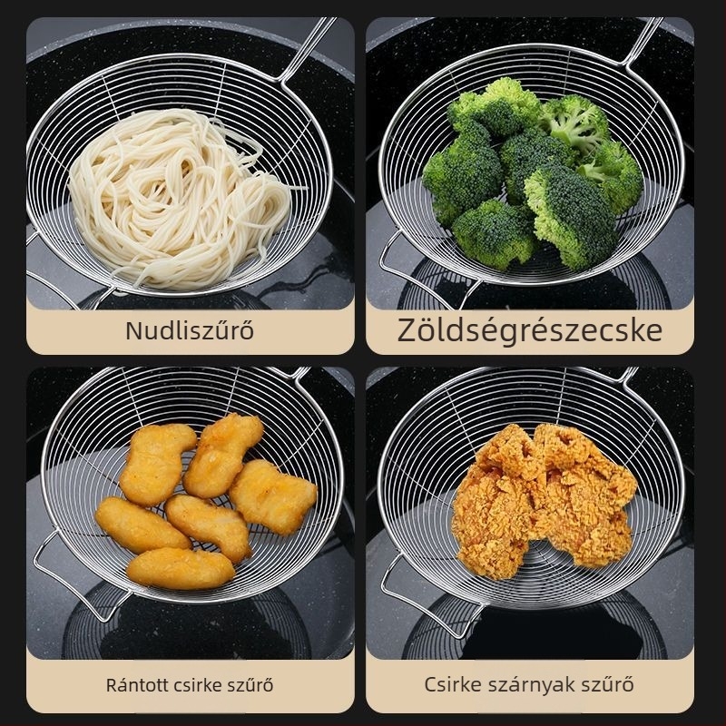 Billion Rozsdamentes acél konyhai szűrő – nagy hálószemű, ideális tészta és gombóc lecsöpögtetésére, sütéshez és forró fazékhoz