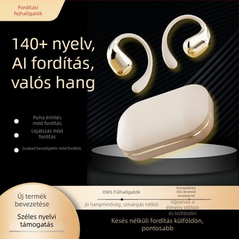 EverTouch DW32 AI okos Bluetooth fordító headset utazáshoz – többnyelvű fordító, Bluetooth 4.0, fülhorgos hordozás, iOS és Android kompatibil