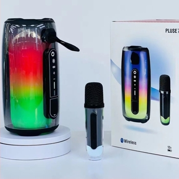 Pulse7 Bluetooth karaoke hangfal 360° ambient fényével, 10W, Bluetooth 5.0, 100Hz–20kHz, SNR ≥70dB, beépített akkumulátor 1200–2000mAh