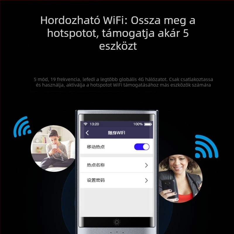 Hordozható intelligens fordítógép Android operációs rendszerrel, Bluetooth-támogatással, korlátlan vezeték nélküli hatótávolsággal és offline szótárral