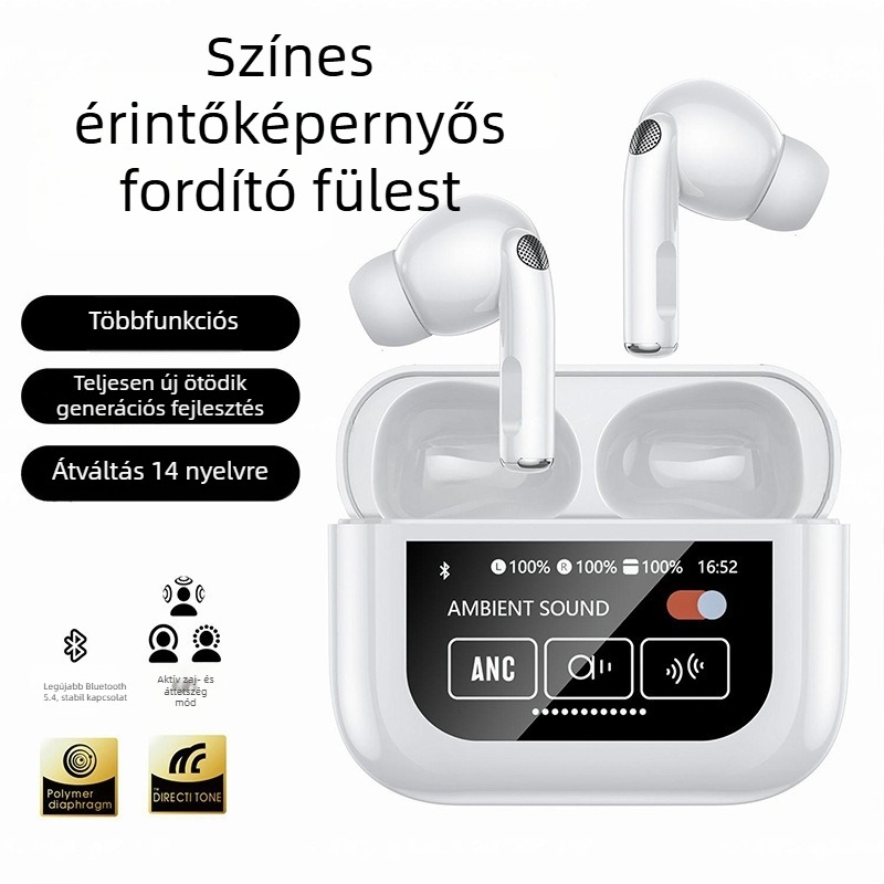 YW07 Fordító Bluetooth fülhallgató – 144 nyelv, frissített érintőképernyő, találkozókhoz és tanuláshoz