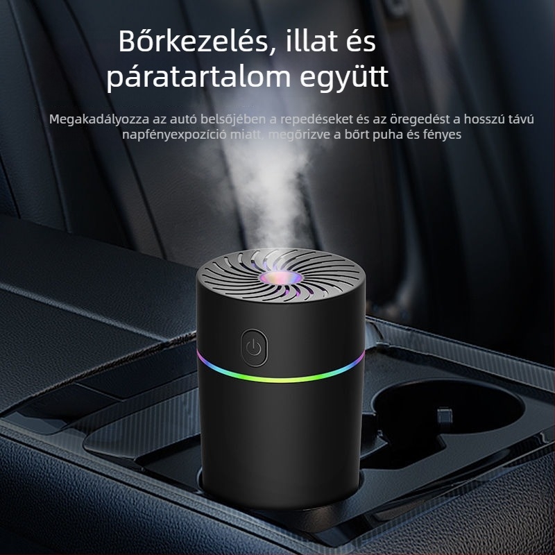 Autóban használható levegő párásító aromaterápiával, mini atomizátor és purifikátor, 3 párás kimenet, víztartály >10 L, száraz elemről működik, feszültség ≤36 V